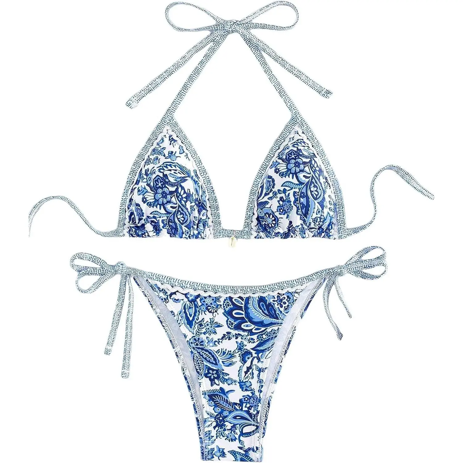 Women's Floral Printed Bathing Suit Halter Paisley Summer Swimsuit Bikinis Set