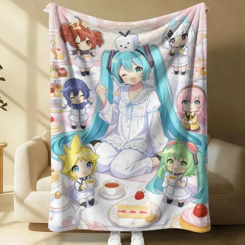 Hot Anime H-Hatsune M-Miku Flannel Blanket, Soft Home Throw, Nap Blanket, Sofa Throw, Anime Outdoor Travel Camping Blanket, Fans, Teens Gift Cozy Vibes, Holiday Gift, Must-Have, Book Lover, Comfortable Throw, Warm Blanket, Fantasy Fans, Winter Decor, Gift