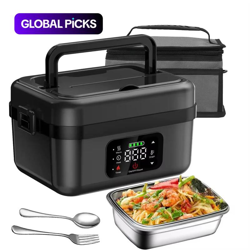 Cordless Electric Lunch Box with Timer, Portable 1L Rechargeable Self-Heating Food Warmer for Adults, Ideal for Work and Travel