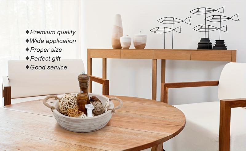 11.2 Inch Wooden Decorative Bowl, Paulownia Wood Dough Bowl with Rope Handle, Rustic Key Bowl for Entrance Table, Tableware Tray, Naturewood Table Centerpieces Bowl for Home Boho Decoration and Garden Accessories.