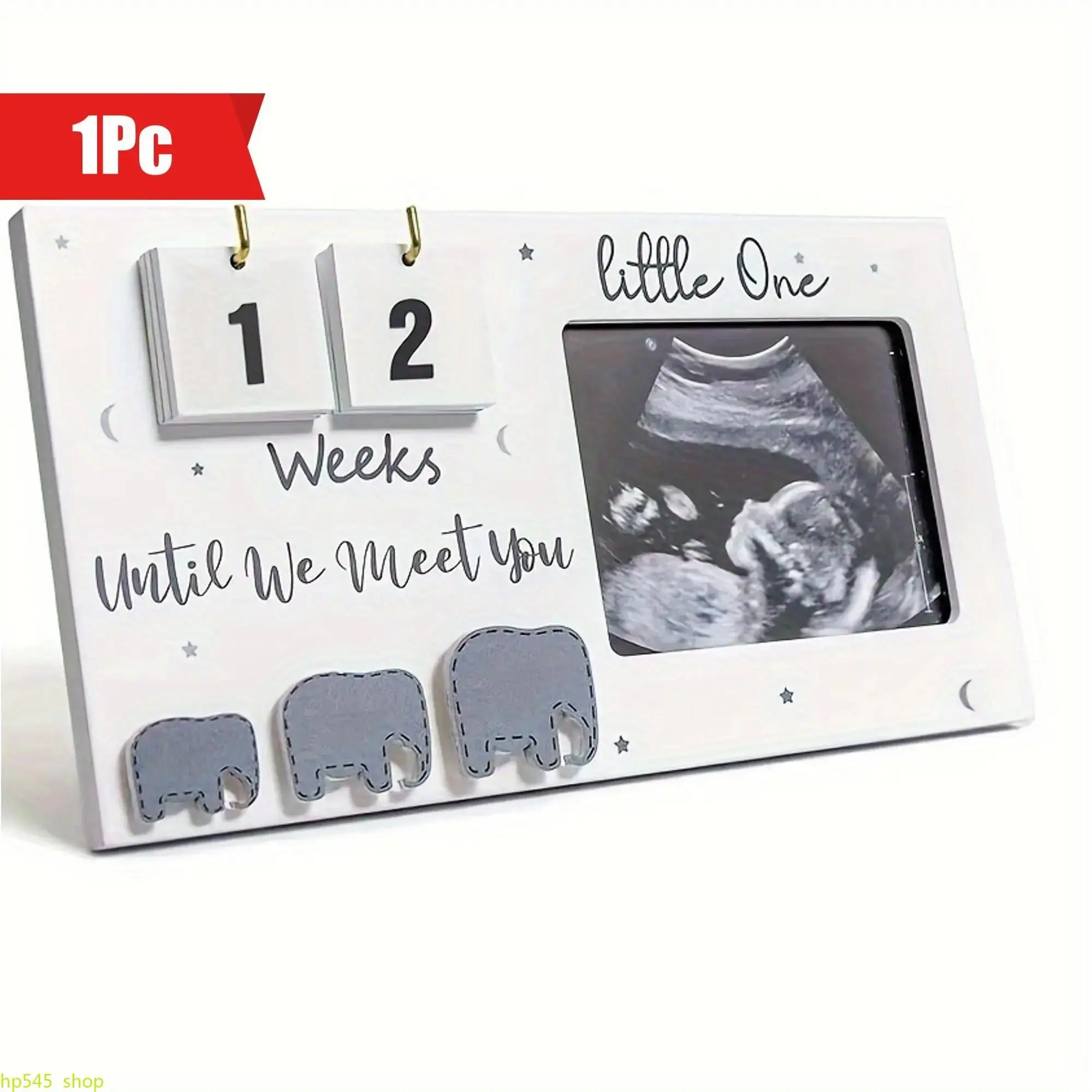 Natural Sculptural Wooden Sonogram Photo Frame - Boxwood Wood Keepsake with Weeks Display, Gender Reveal, Customizable Birth Information, Personalized Customization, Pregnancy Countdown, Perfect Gift for Expectant Parents, Room Decor