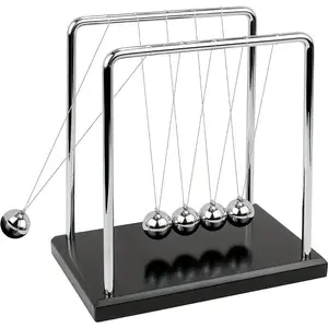 Newton's Cradle Stainless Steel - Vintage Design Physics Education Tool, No Electricity Required for Lab/Classroom/Home Decor Science Gift