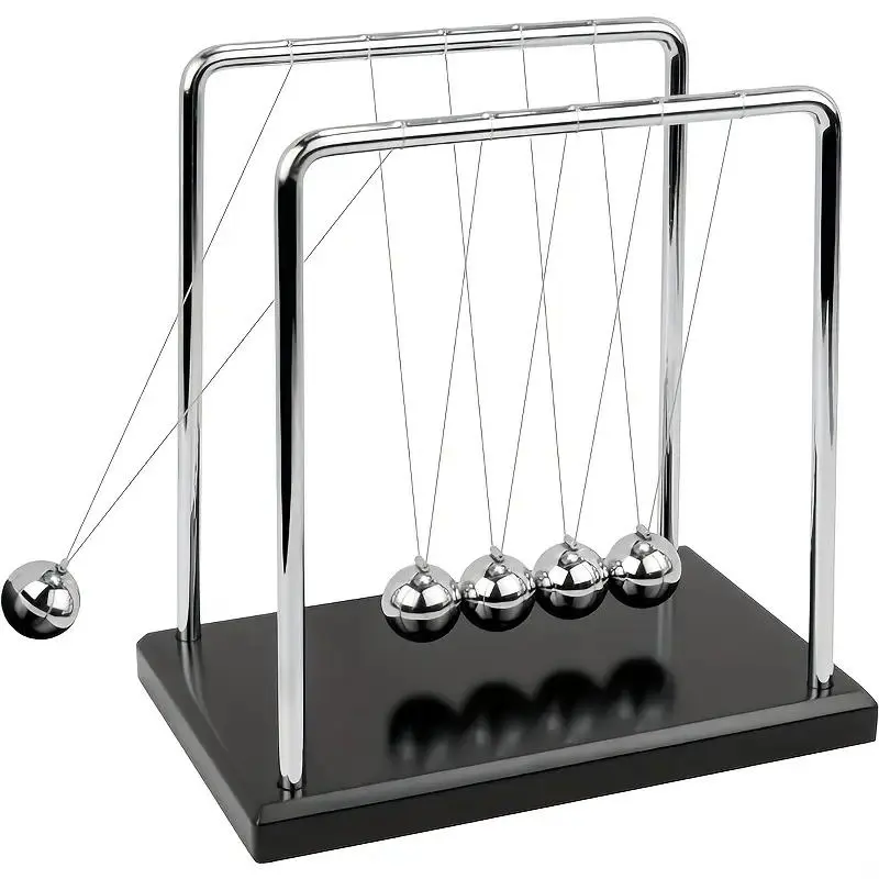 Newton's Cradle Stainless Steel - Vintage Design Physics Education Learning Tool, No Electricity Required for Lab/Classroom/Home Decor Science Gift
