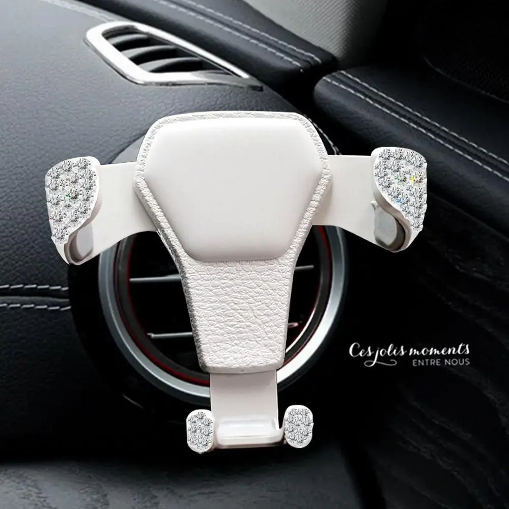 Bling Crystal Rhinestone Car Phone Holder for Women, Air Vent Mount for Stable Hands-Free Navigation and Driving, Tencel, Chiffon, Satin