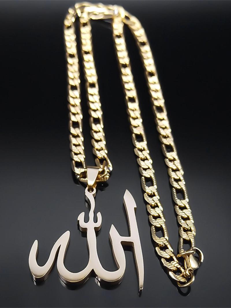 Arabic Allah God Pendant Necklace for Men & Women, Stainless Steel Jewelry for Party, Daily Clothing Decor, Trendy All-match & Exquisite Jewelry for Birthday Gift, Ankh Necklace