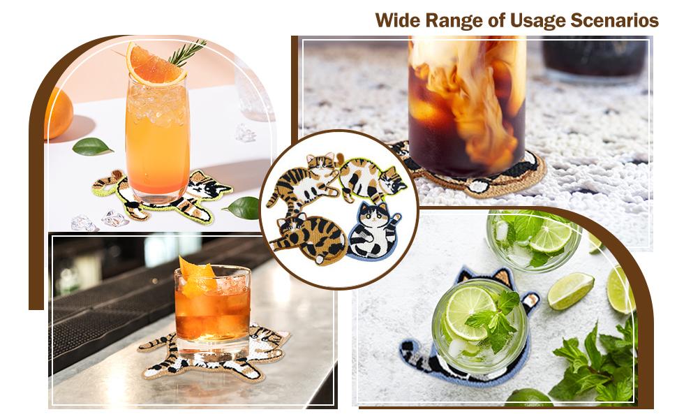 SITAKEYFMHK These cute woven cat coasters are purr-fect for your desk!Adorable crochet design, great for coffee/tea tables and desktop protection🐱☕