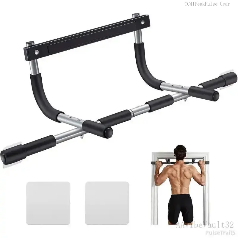 Pull Up Bar for Doorway|     Thickened Steel Max Limit 440 lbs Upper Body Fitness Workout Bar|     Multi-Grip Strength for Doorway|     Indoor Chin-Up Bar Fitness Trainer for Home Gym PortablePulseTrail5AAVibeVault32CC41PeakPulse Gear