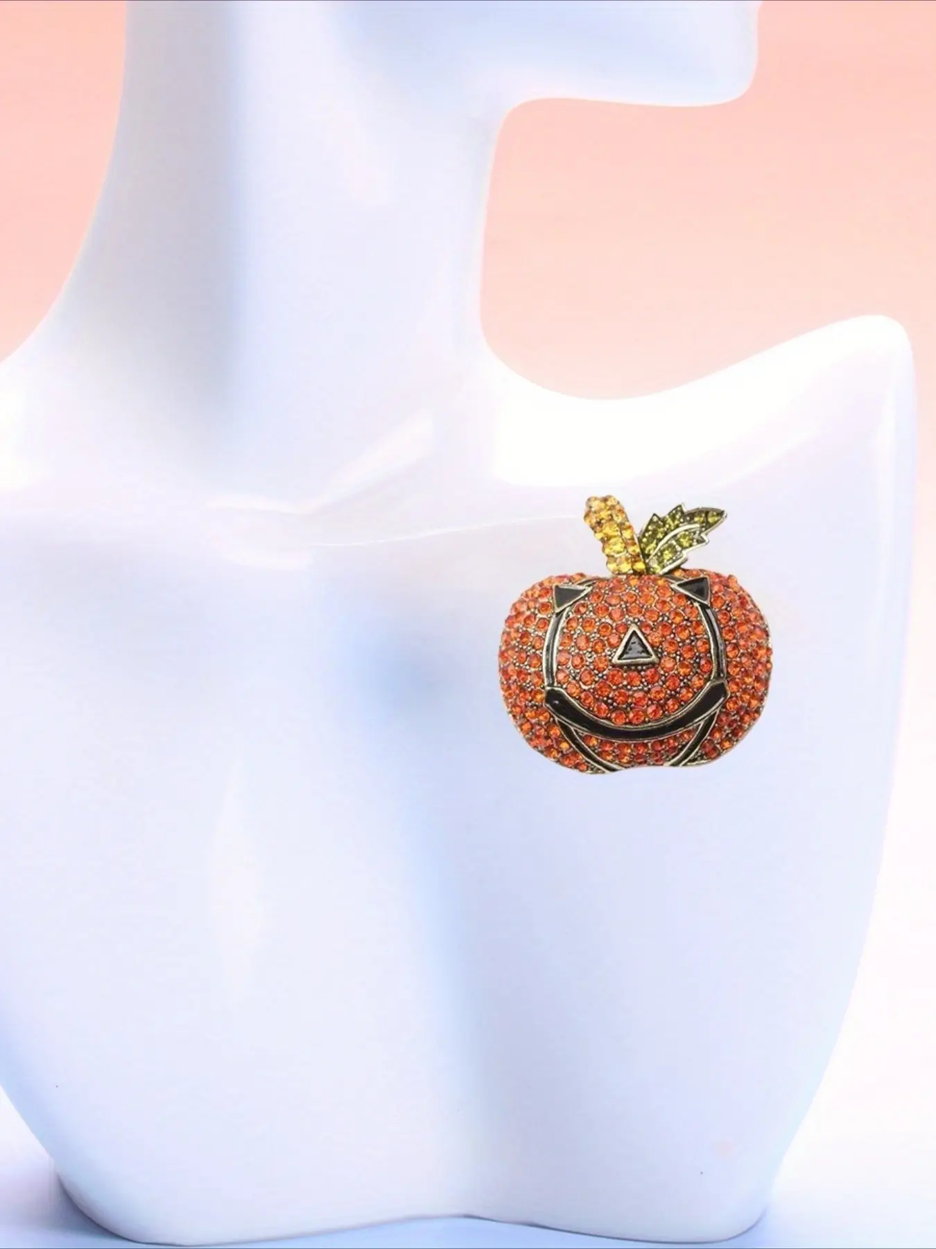 Sparkly Rhinestone Pumpkin Brooch, Retro Metal Jack-o'-lantern Pin, Autumn Thanksgiving Halloween Party Costume Decor Jewelry Gift