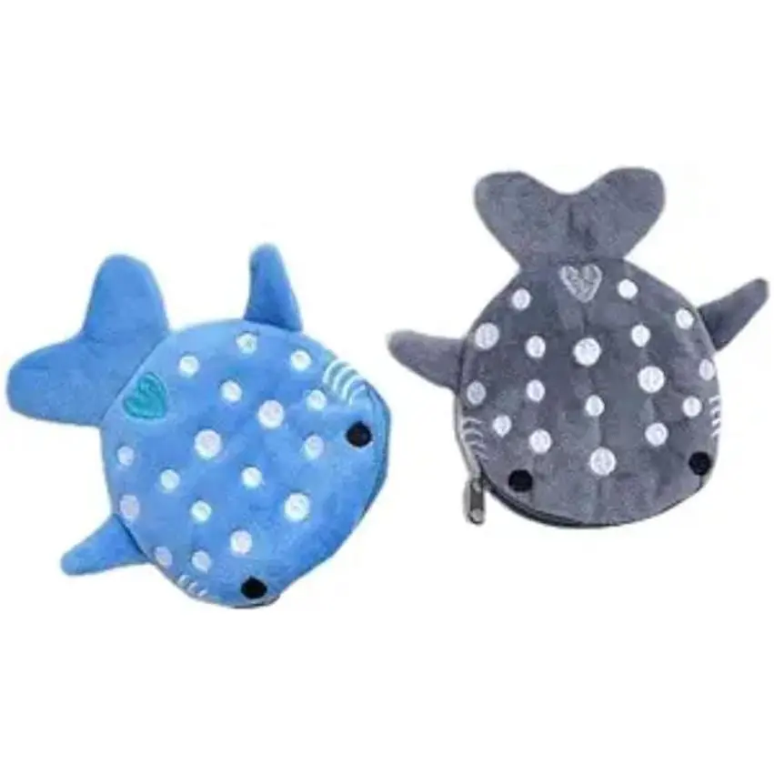 2 count Cute Whale   Purse,  Wallet Novelty Purse Aesthetic Kawaii Accessories With Zipper Funny Small Plush Girls Wallet Women's  Purses and Pouches, Men's Fashion (Black)