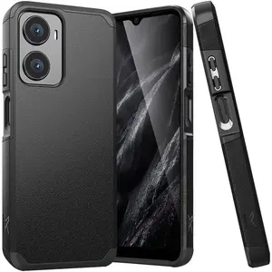 TJS Compatible with Cricket Magic 2 5G 2024 Case, AT&T Propel 2 5G Case, Dual Layer Hybrid Magnetic Support Shockproof Heavy Duty Protection Phone Case (Black)