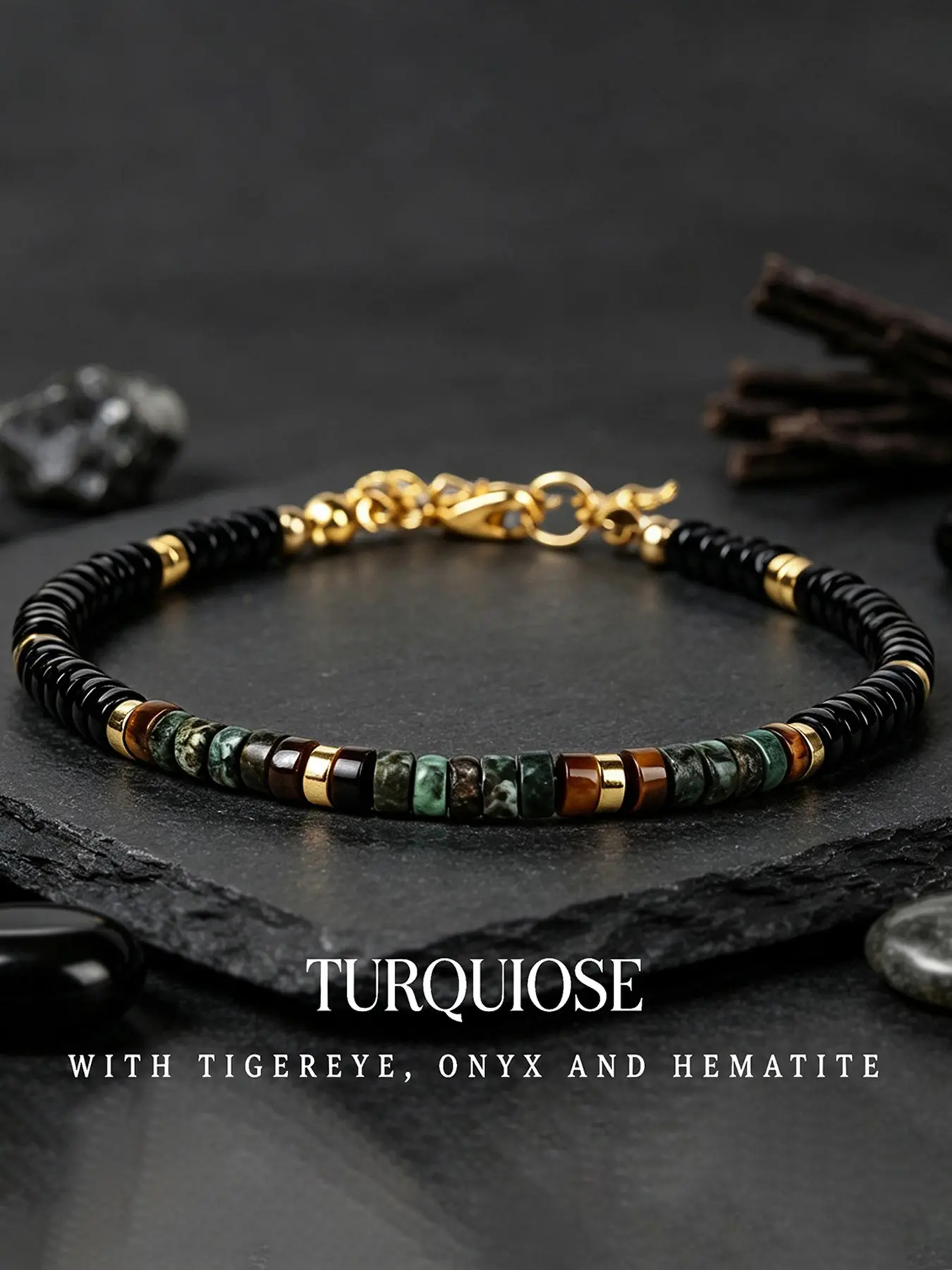 adjustable Fashionable Bracelet for women men natural stone African pine Obsidian beads bangles black streetwear outfit things