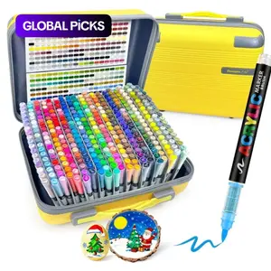 Guangna 360 Color Acrylic Marker Set, Portable Hard Case, Soft Brush Tip, Fast-Drying, Multi-Material Compatible, DIY Art Supplies, Acrylic Paint Markers, DIY Painting Supplies #GLOBAL PICKS