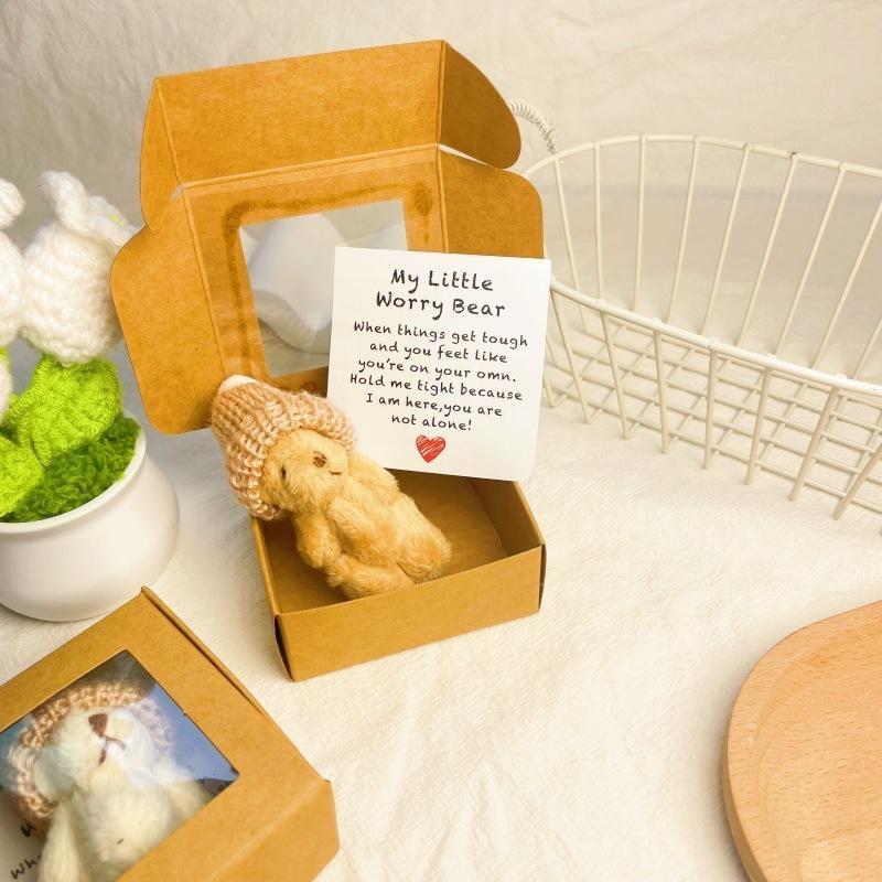 Mini Plush Bear Gift Set with Inspiring Card, Themed Gift Box, Perfect Comfort Gift for Christmas, Halloween, Birthdays and Emotional Support, Party Favors Assortment