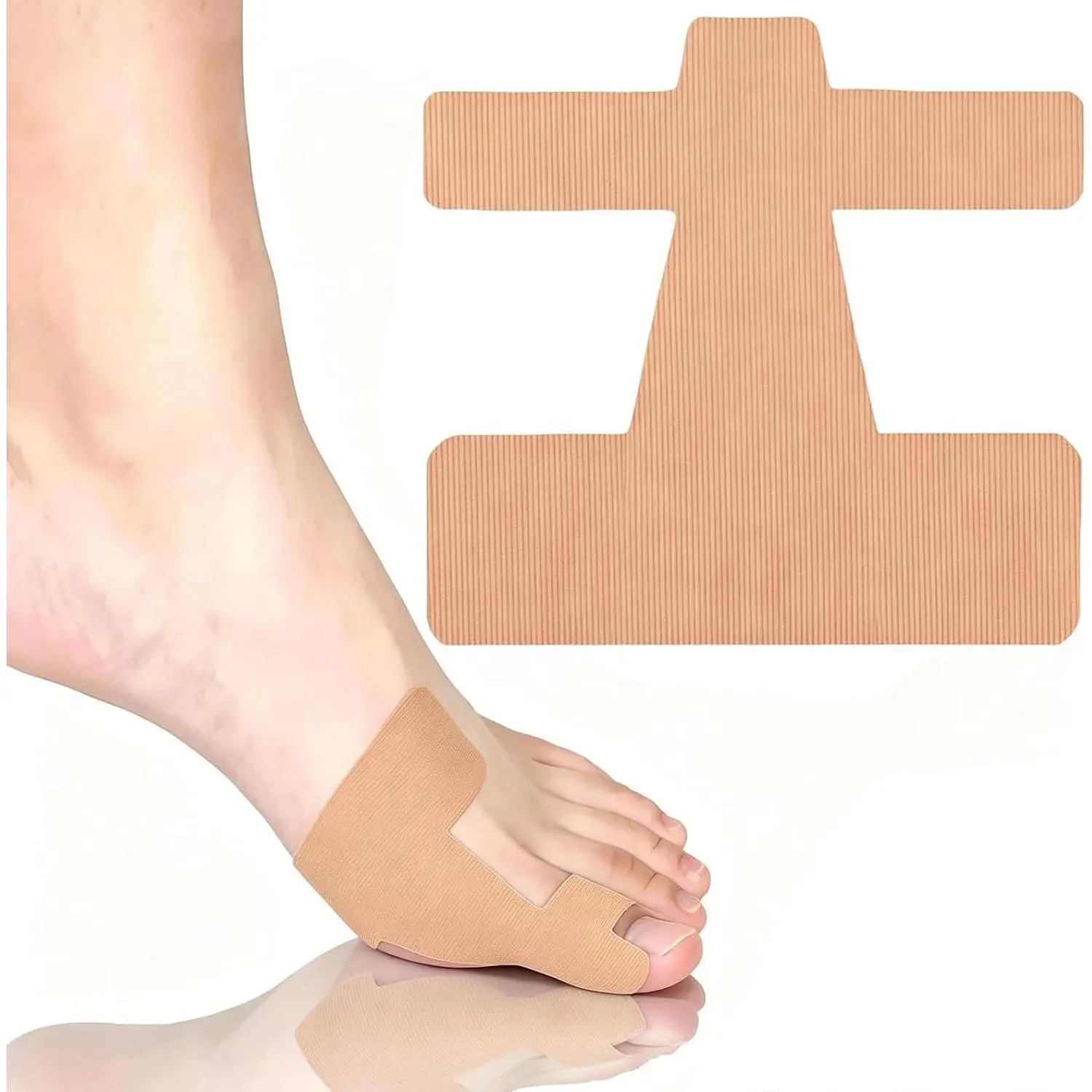 40 Pcs Pre-Cut Bunion Corrector Kinesiology Tap, Self-Adhesive Hallux Valgus Toe Strips for Men & Women, Elastic Breathable& Hypoallergenic Latex-Free Kinesiology Tape (Skin Color)