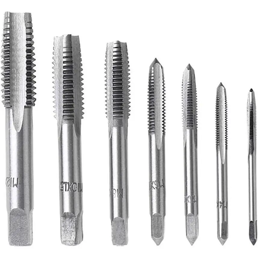 7 count Bearing Steel Metric Screw Thread Tap M3-M12 Plug Tap Set(Wrench is not include)