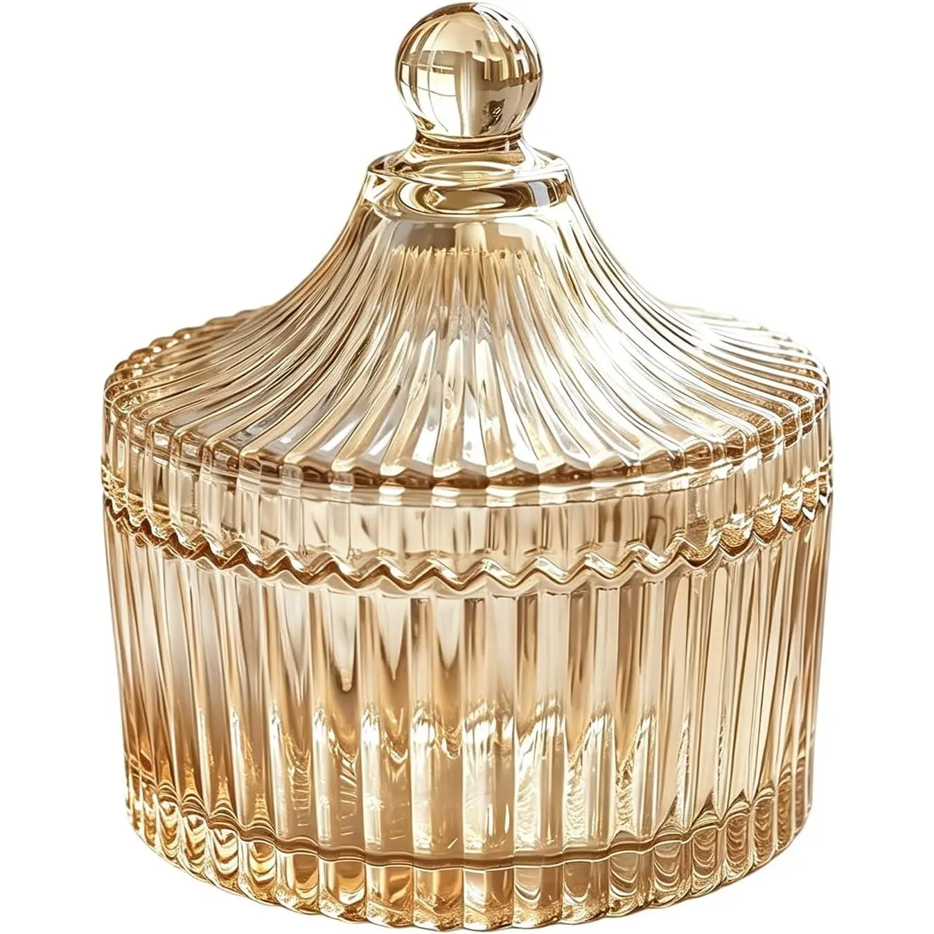 280ml/9.47oz Elegant Tent Shaped Crystal Glass Candy Jar with Lid Decorative Snack Storage Container for Wedding Home Office Desktop Gift
