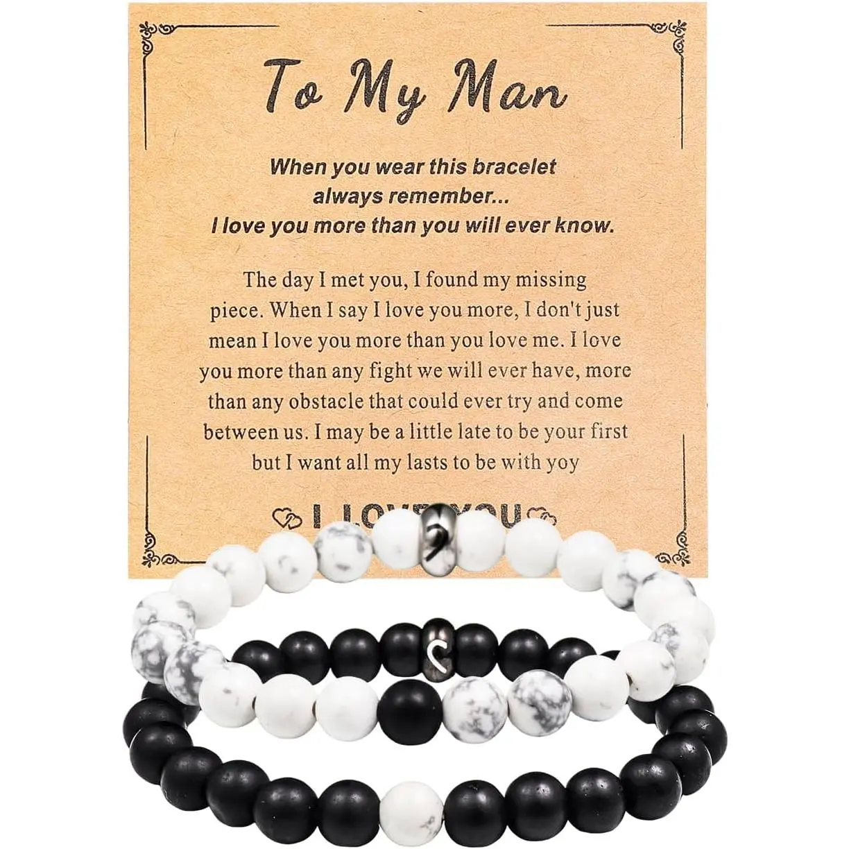 Matching Couple Ring Bracelets Gifts  Stone Bracelets for Girlfriend Boyfriend Husband Fiance Soulmate Wife Valentine's Day Anniversary Birthday Christmas Engagement  For Her Him