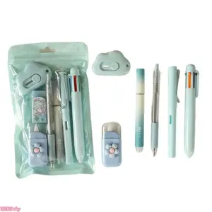 (Back To Shcool)7Pcs Cute Stationery Gift Set, Aesthetic Back to School Supplies Kit, Complete Student Learning Pack, Delicate Souvenir Gifts for Graduation, Classroom Rewards & Teen Daily Study