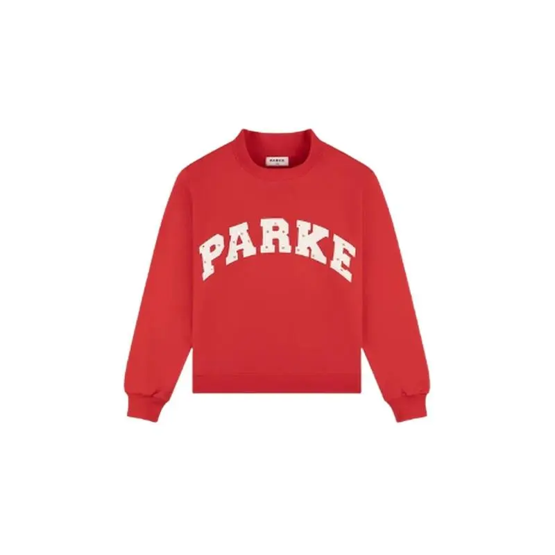 PARKE Letter Star Appliqué Embroidery High Neck Stand Collar Loose Sweatshirt