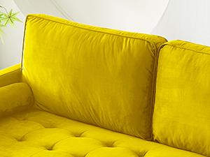 SZLIZCCC 67 Inch Modern Velvet Loveseat Sofa with Tufted Upholstered Back - Mid-Century Compact Design for Small Spaces Living Room&Bedroom (Yellow)​​