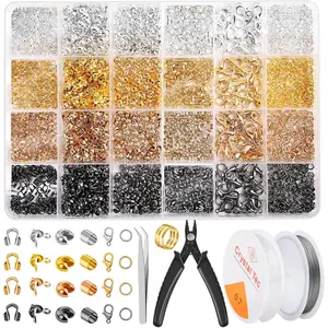 2165 count Crimp Beads for  Making, Incliding Crimp Bead Covers, Crimp Tubes, Knot Covers, Jump Rings,Wire Guardians, Crimping Pliers, Elastic String for Bracelets Necklaces Making