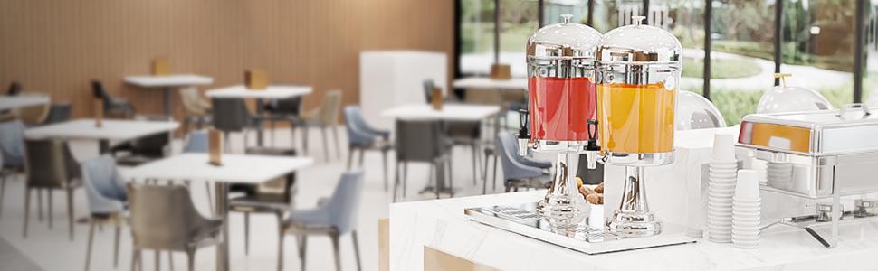 ROVSUN Beverage Dispenser, Drink Dispenser Water Juice Dispenser Stainless Steel with Ice Container for Party Catering Buffet Restaurant (2.2Gallon)