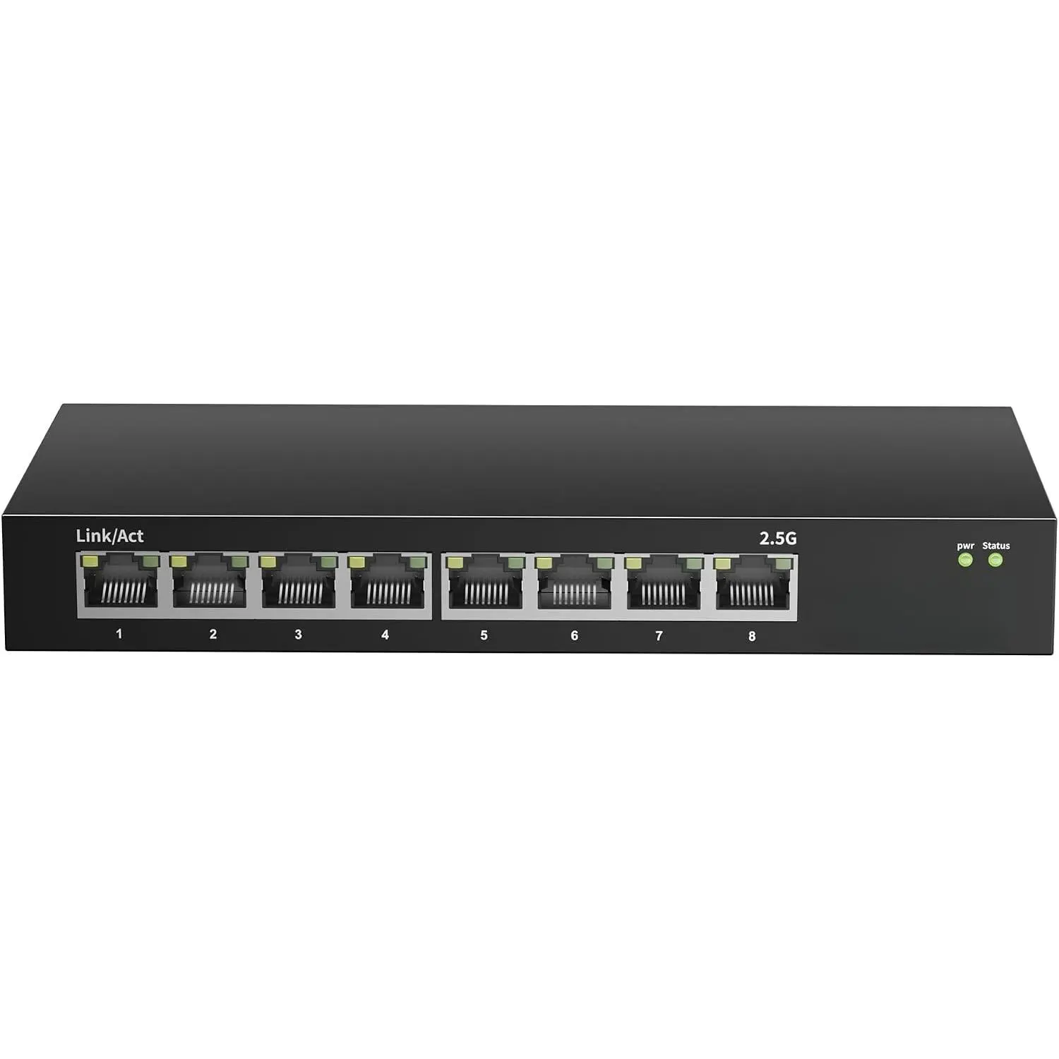 2.5Gbps Unmanaged 8-Port Ethernet Switch, 60Gbps Switching Capacity, Metal Shell, Wall Mount, Fanless, Plug-and-Play for Office Users, High-Resolution Video Streaming, NAS/PC Connectivity