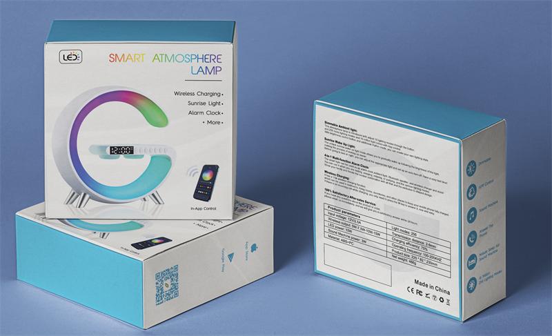 New Intelligent G Shaped LED Lamp Bluetooth Speake Wireless Charger Atmosphere Lamp App Control For Bedroom Home Decor