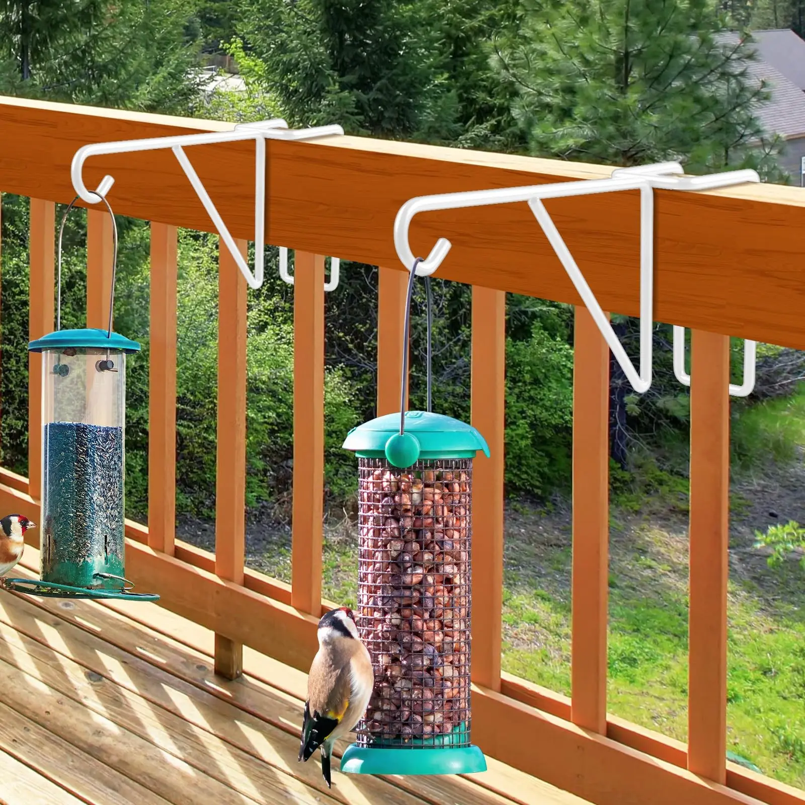 Powder Coated Steel Fence Hooks, 2 Pack, 5x10 Inch, Ideal for Hanging Plants, Bird Feeders, Lights, Baskets, Pool Tools, Bird Supplies, Bird Feeding Tool
