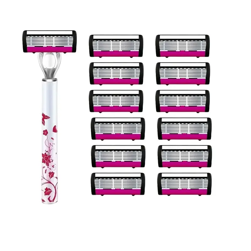 Six-Layer Manual Shaver, European Style, Anti-Slip Design, Suitable for Men and Women, Daily Shaving and Hair Removal, Stainless Steel Shaver