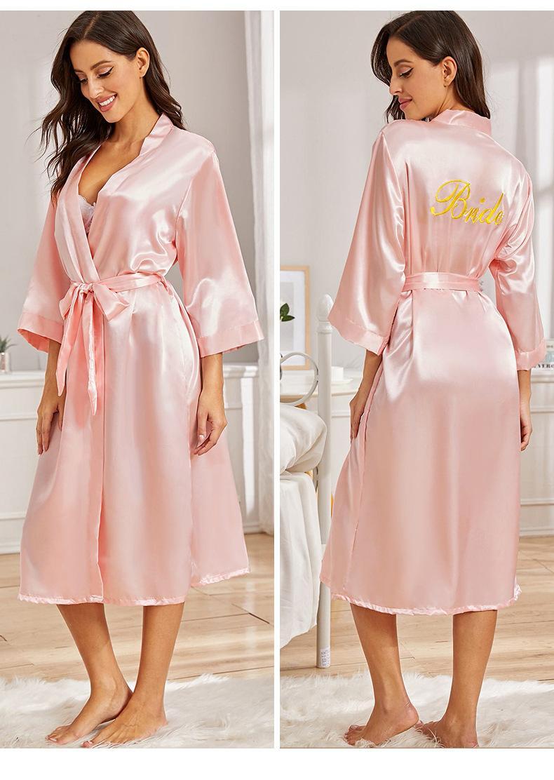Women Kimono Bathrobe Gown Sexy Sleepwear Satin Home Clothing Intimate Lingerie Casual Bride Bridesmaid Wedding Gift Nightgown