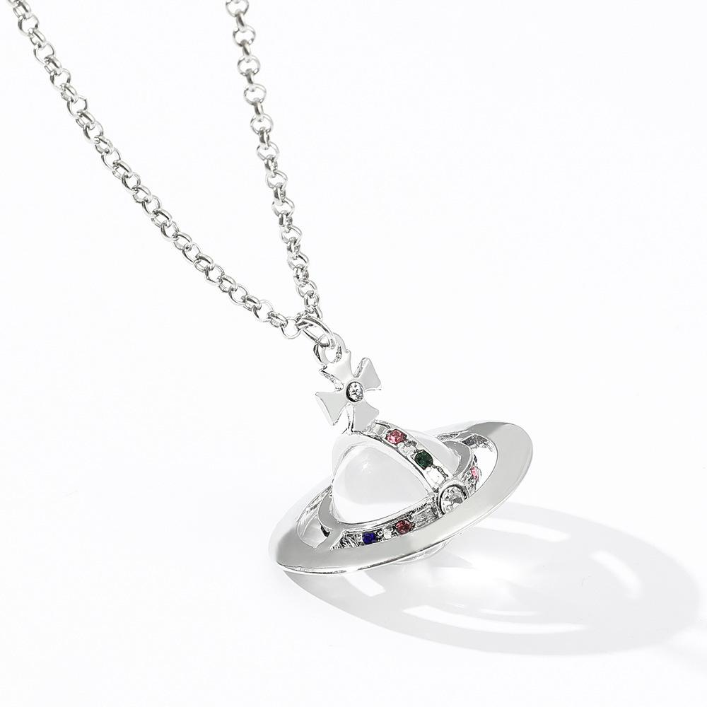 Necklace Glass Three-Dimensional Saturn Colorful Crystals Personality European and American Sweet Cool Necklace