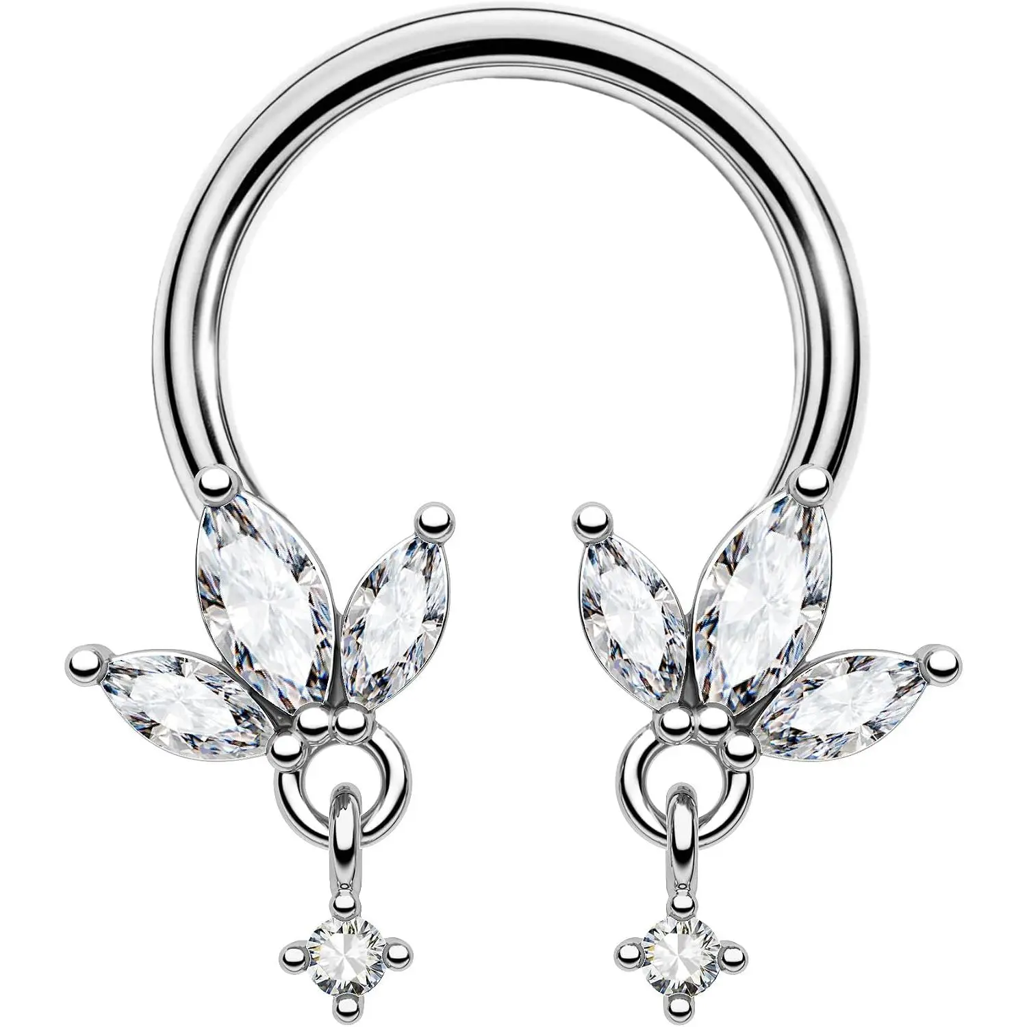 Dangle Lotus Septum Rings 16G Floral Septum  Dangly Stainless Steel Cartilage Hoop for Women Floral Helix Earring Daith   Nose Ring Hoop for Women Men