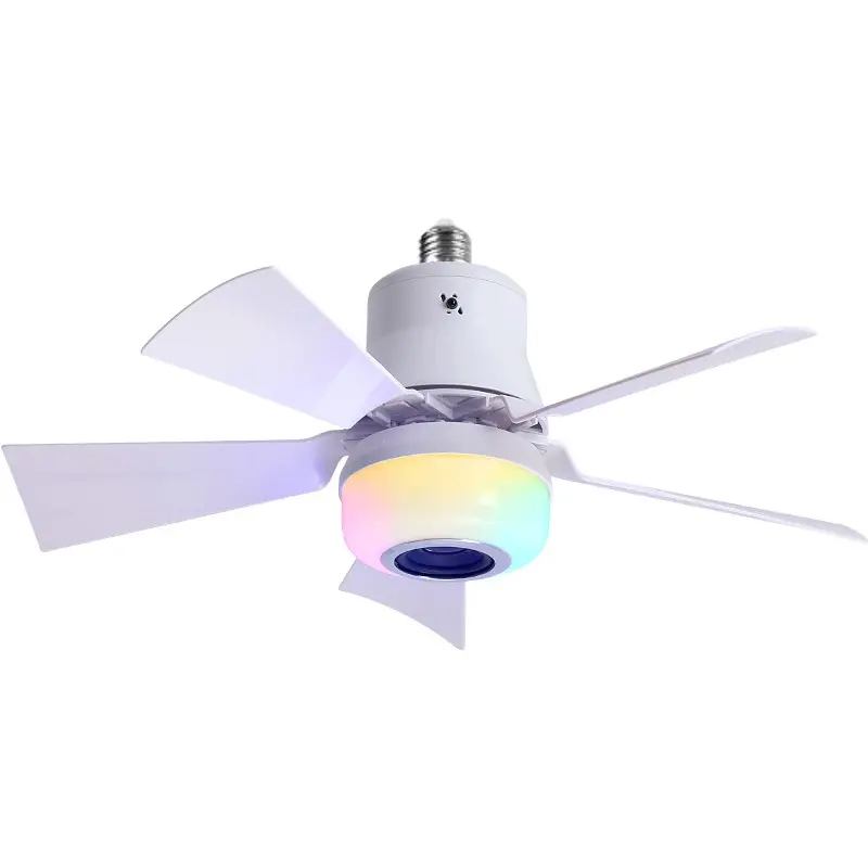 E27 Ceiling Fan Light with Bluetooth-compatible Speaker, RGB LED, Remote Control, Three Speeds, Adjustable Lighting, Home Bedrooms & Offices