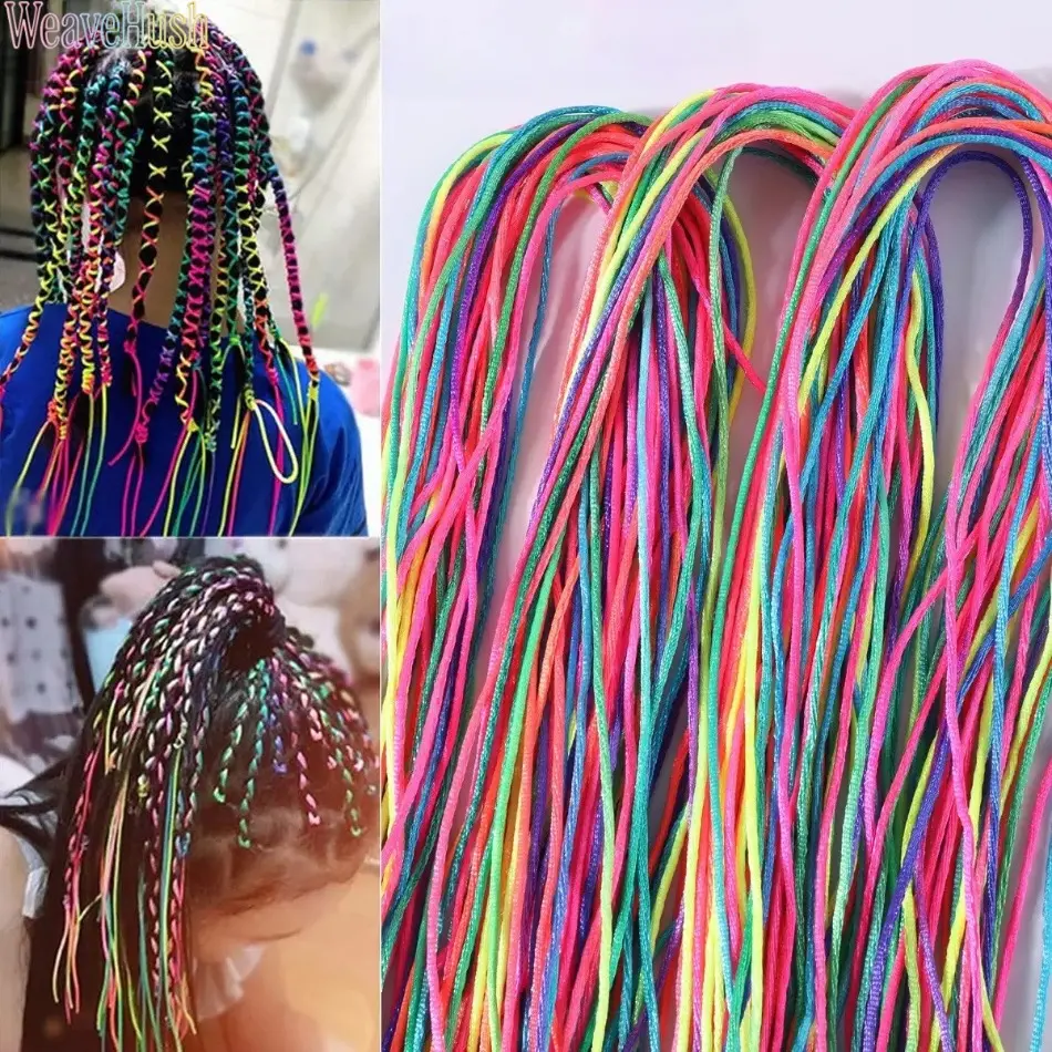 60/90-Pack 90cm Rainbow Braiding Hair Strings, Lightweight DIY Decorative Hair Extension Strands, Versatile Hair Accessories for African Braids, Ponytails, School Daily Looks, Birthday Parties & Festival Hairstyles