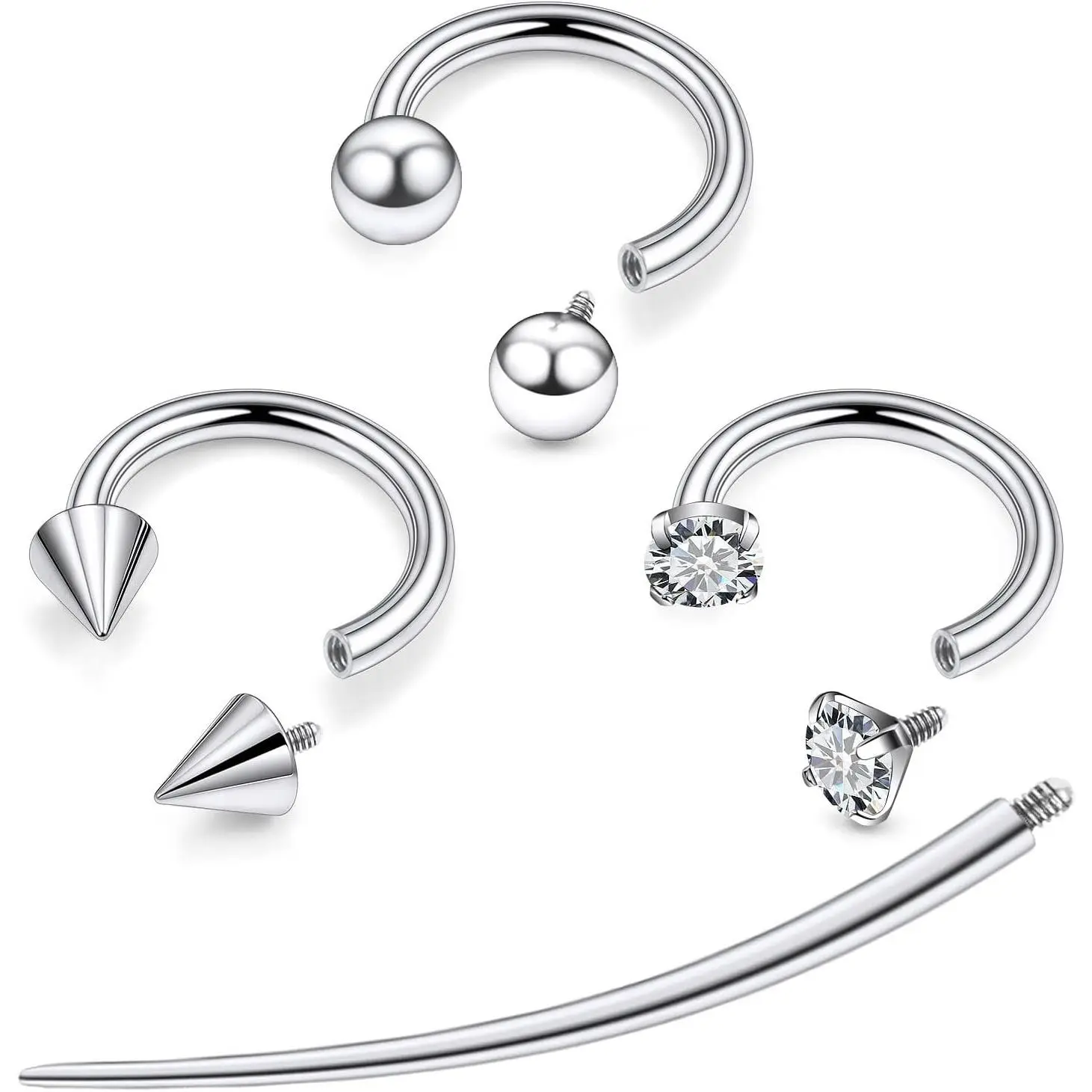 F136 Titanium 20/18/16/14g 8/10/12mm Horseshoe Nose Lip Septum Piercings Rings Cartilage Helix Tragus Daith Earrings  for Women Men