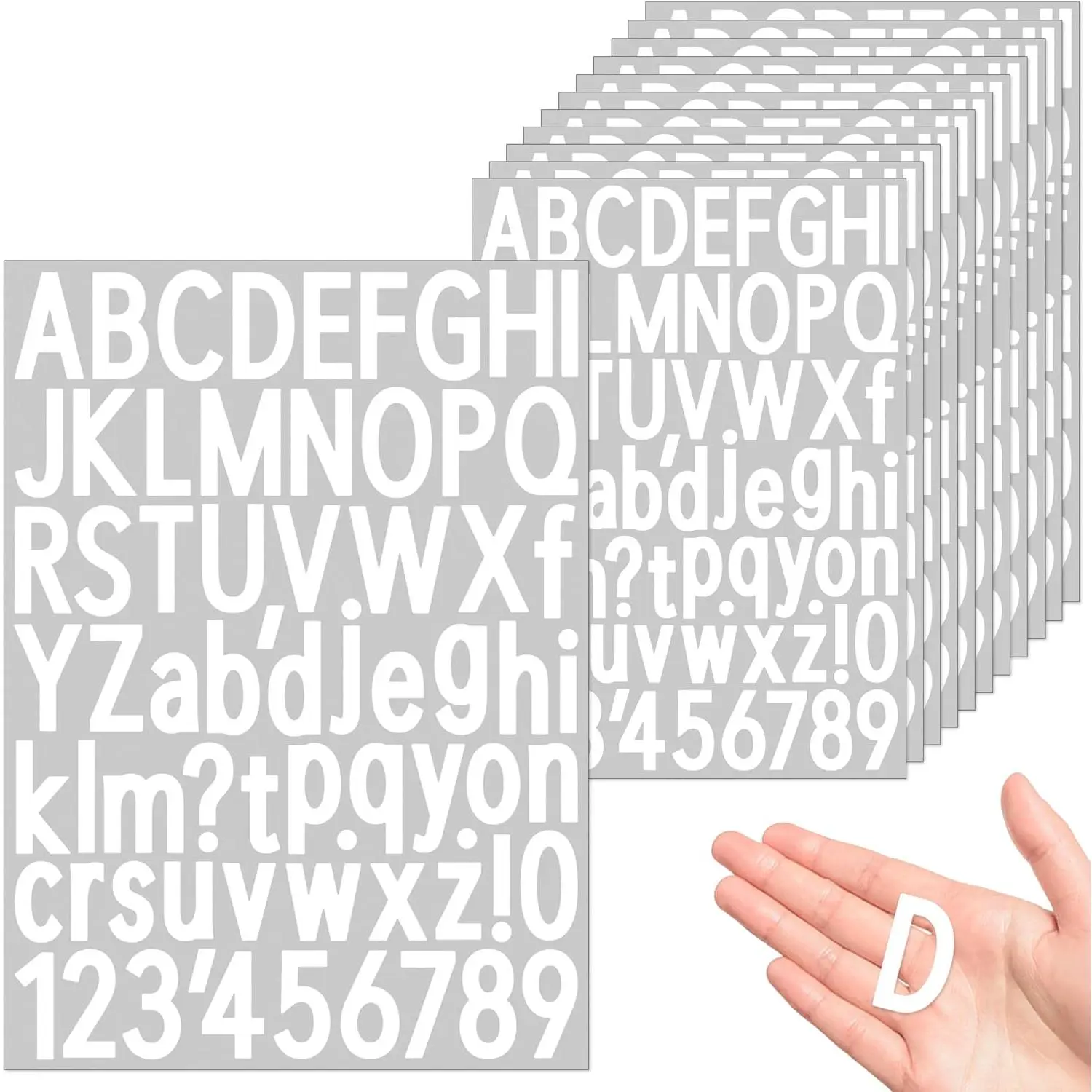 20 Sheet 1.5 Inch Letter and Number Stickers Self Adhesive Vinyl Letters Stick  Alphabet Stickers Big Font Mailbox Numbers for School Bulletin Board Poster Board Label Decor (White)