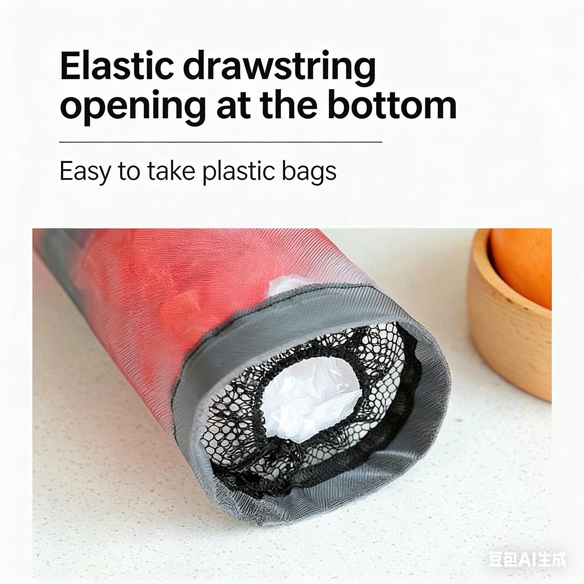 Free 2 Self-Adhesive Hooks,2 Counts Plastic Bag Storage Bag,Hanging Foldable Mesh Bag,Garbage Bag Organizer,Kitchen Storage Bag,Kitchen Organizer,Household Items. reusable plastic pouch case w vegetable fruit meat self-adhesive hook