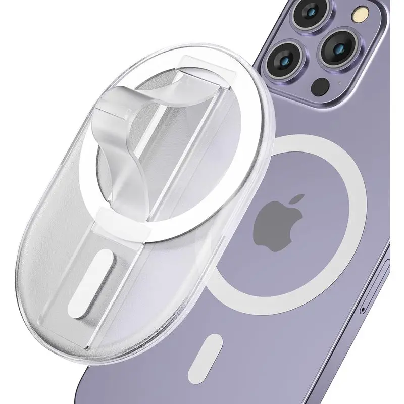 Fashion Magnetic Finger Phone Grip for MagSafe Stand, Phone Grip Strap Holder as Kickstand, Magnetic Phone Grip Holder, for iPhone 17 16 15 14 13 12 Series, Clear