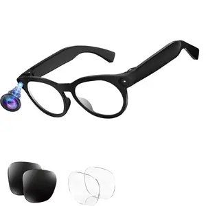 Smart Glasses for Men,8MP Camera, Hands-free Recording, 4GB Memory, 290Mah Battery,AI Real Time Translation, Video Call Translation,Build-in Mic & Speakers, Bluetooth Calling, Music Control , 2 Lenses Total (Transparent +Black)