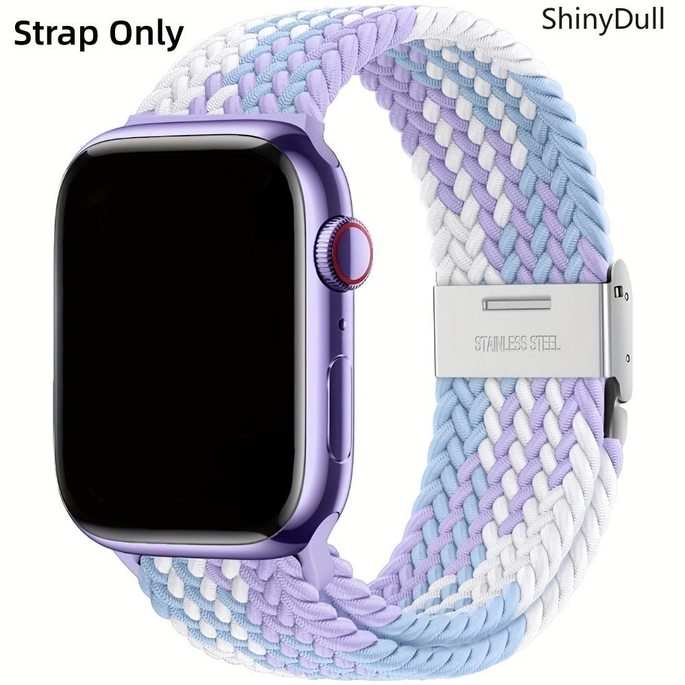 Braided Nylon Apple Watch Strap – Elastic Snap-Back, Adjustable Sports Wristband with Silent Metal Snap, Fits Series 1–10, SE, Ultra / Ultra 2