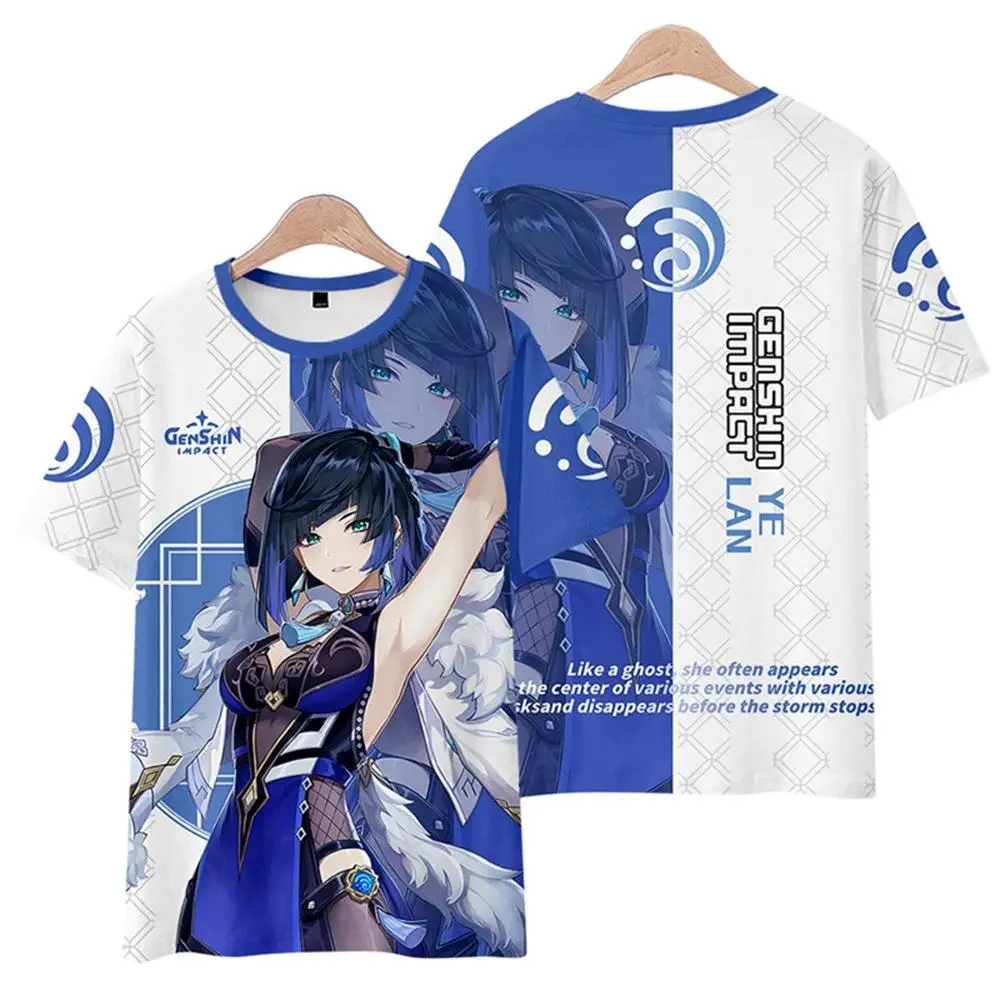 New Genshin Impact T-Shirts Yelan 3D Print Women Men Casual Short Sleeve T Shirt Y2k Harajuku Streetwear Tees Tops Kids Clothing