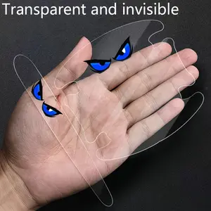 8pcs Cool Eyes Transparent PVC Car Door Handle Stickers, Scratch-Resistant Waterproof Film, Easy Install, Durable Plastic Protection
