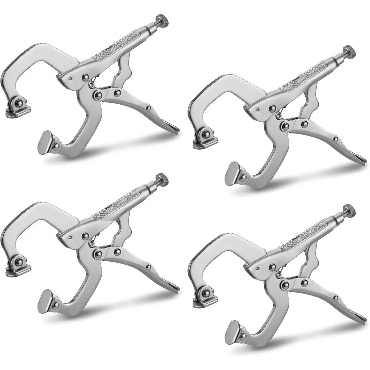 4-Piece 6-Inch Locking C-Clamps with CR-V Carbon Steel Serrated Jaws, Swivel Pads, Quick-Release Trigger, Spring-Loaded Secure Hold for Car Body Repair, Woodworking (Wood, Frames, Boards)