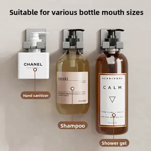 Adjustable bathroom hand sanitizer holder, space aluminum no-drill shower gel rack
