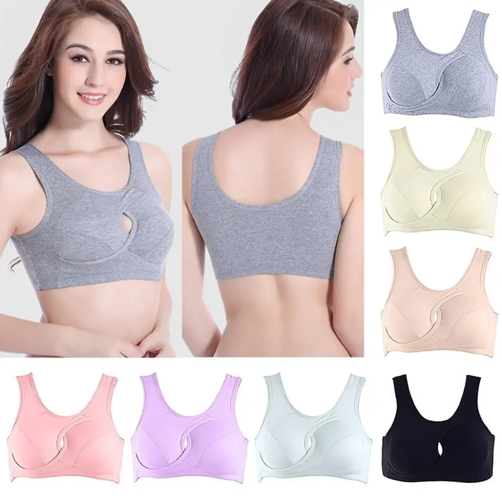 Plus Size Women Bra Ladies Cotton Quake-Proof Underwear Sleep Tops No Buckles Non Wire Lingerie With Removable Padded sporty breathable comfortable bra racerback tank top  running sports bra