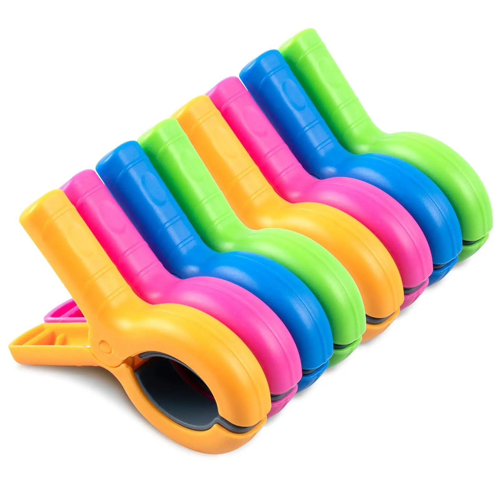 Large Beach Towel Clips for Beach Chairs, 8 Pcs Towel Holders, Jumbo Size Clothes Pins, 4 Colors, Essential Beach Accessories