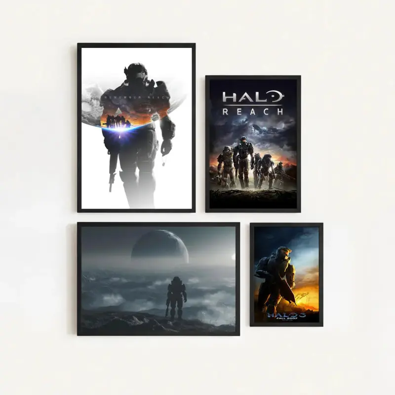 Halo Reach Canvas Poster Gaming Artworks High-Quality Canvas Print Video Game Wall Decor Gamer Gifts Solid Wood Frame Waterproof Design Artistic Elegance All-Scene Versatility