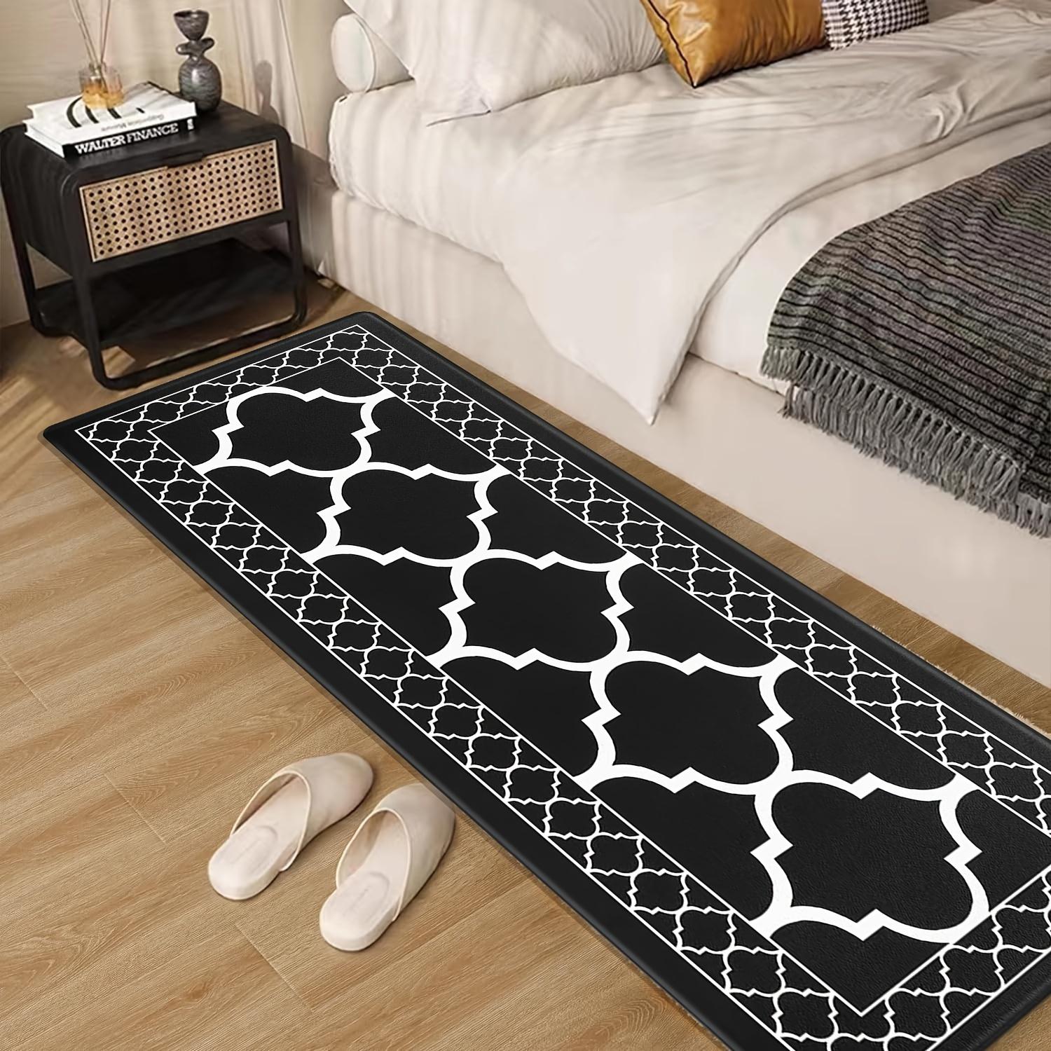 1pc of Long Kitchen Carpet, Moroccan Black Kitchen Mat Suitable for Flooring, Anti-Fatigue Kitchen Carpet