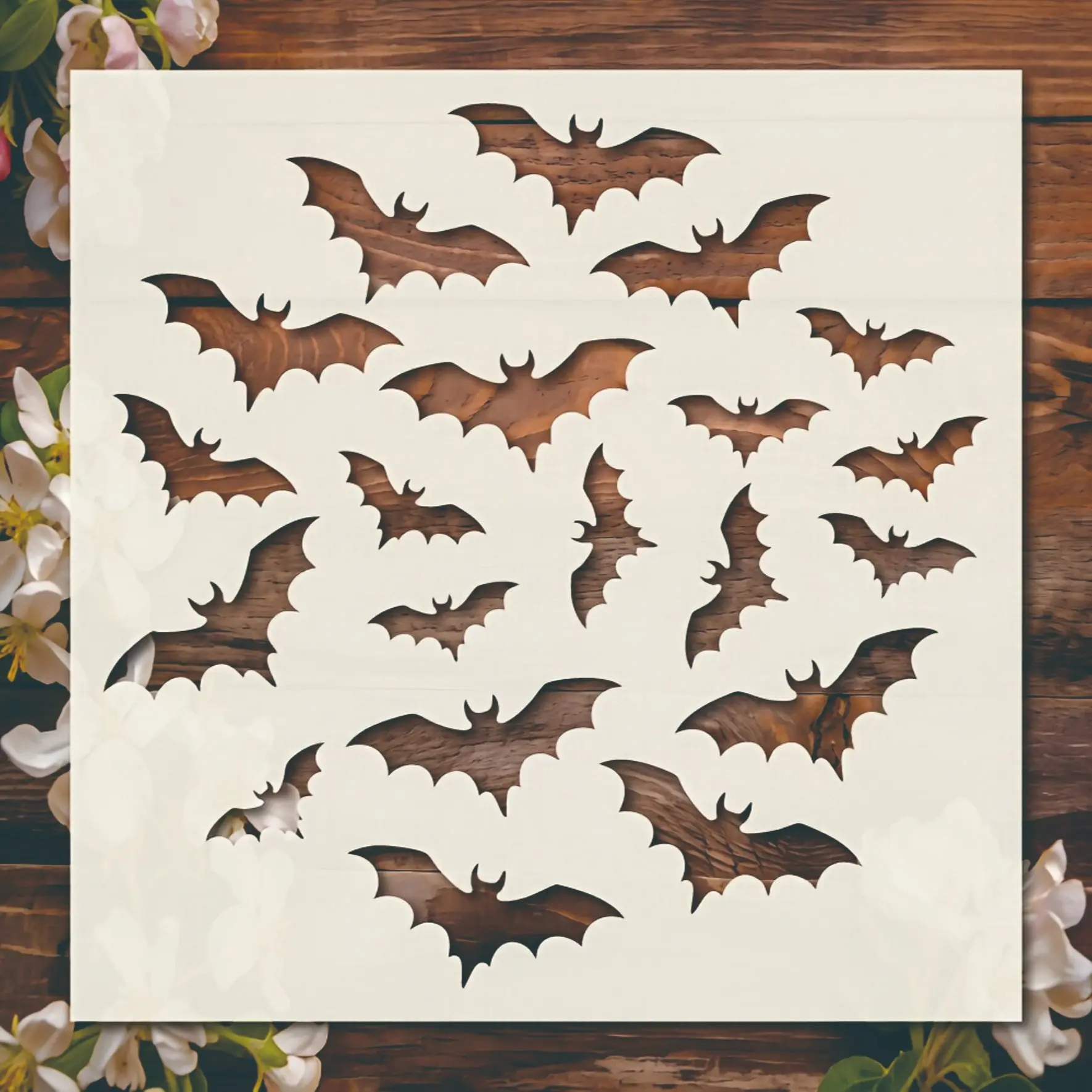 Reusable Bat Template for Halloween Festive Wall Art, Scrapbooking, Card Making, 6x6 Inch Craft Template, Multiple Bat Designs, Temu Canada